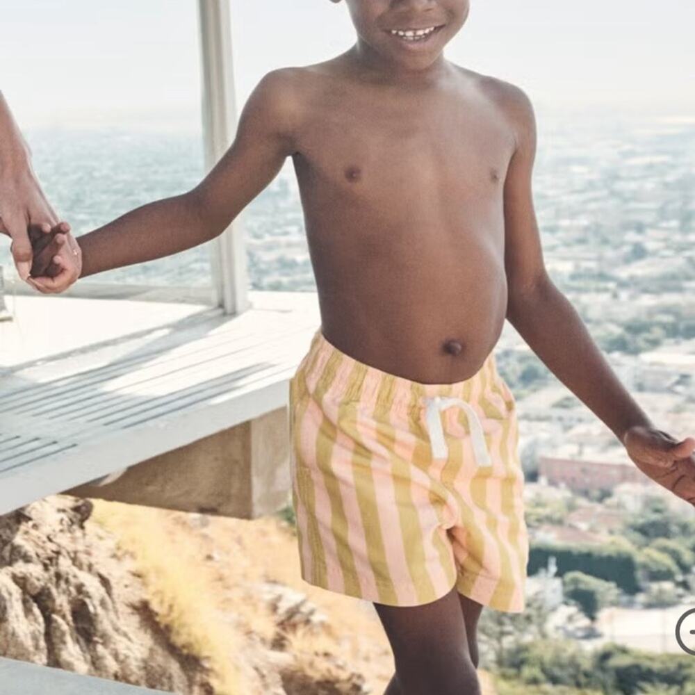 Hanna Andersson CABANA STRIPE Kids Swim Trunks Size 5 NEW